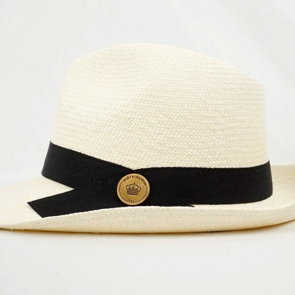 Moet & Chandon Handmade Lightweight Straw Panama Hat/Fedora in Sizes L & XL - Picture 1 of 10